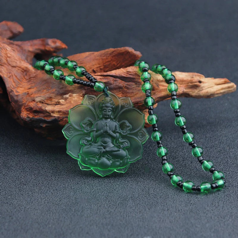 Liuli Crystal Buddha Green Tara Pendant