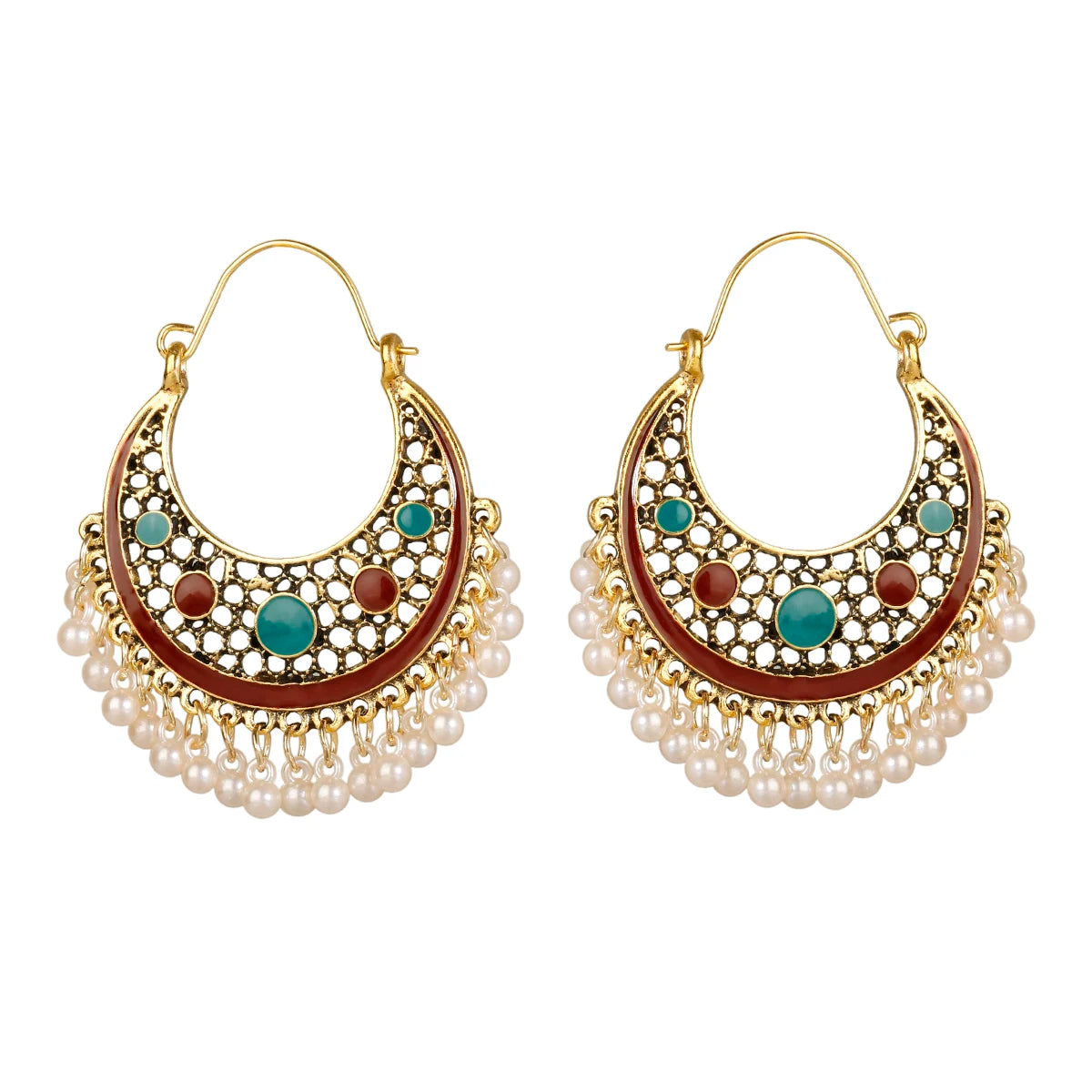 Boho Gold Color Beads Tassel Earring