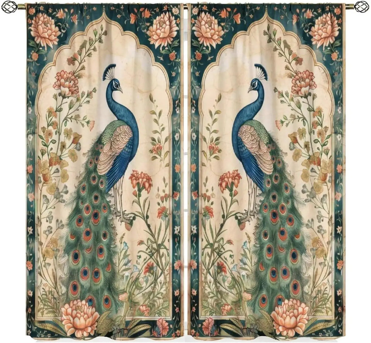 Peacock Floral Curtains