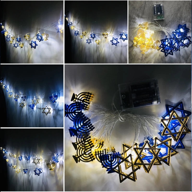 1.65M 10LED Judaism Mogen David Star Lights String Hanukkah Shavuot
