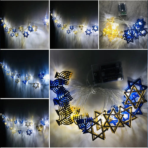 1.65M 10LED Judaism Mogen David Star Lights String Hanukkah Shavuot