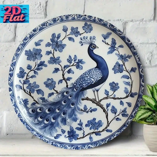 Blue White Peacock Wall Art