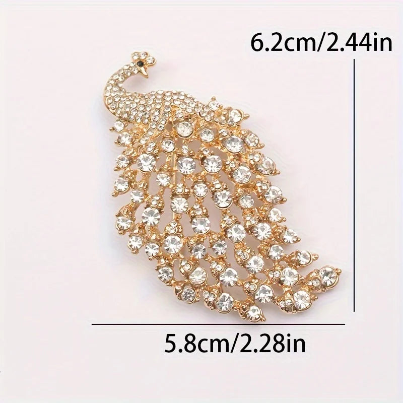 Vintage Crystal Peacock Brooch