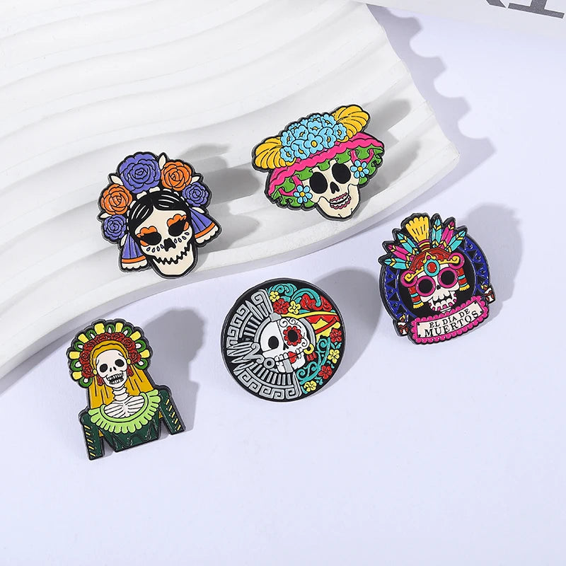 La Calavera Catrina Mexico Day Of The Dead Enamel Pins