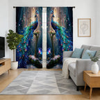 peacock pattern printed curtains with pole bag design