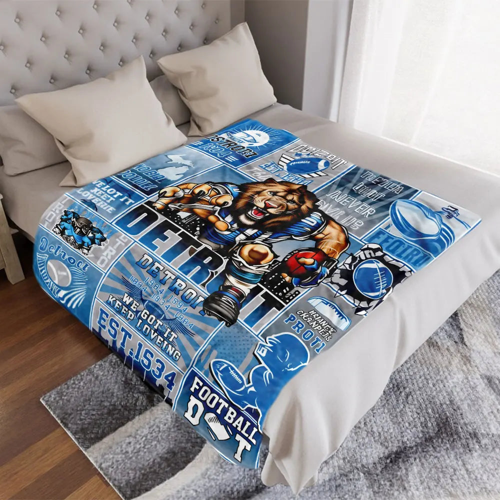 Detroit Football Legacy Collage Blanket -
