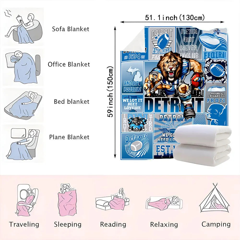 Detroit Football Legacy Collage Blanket -