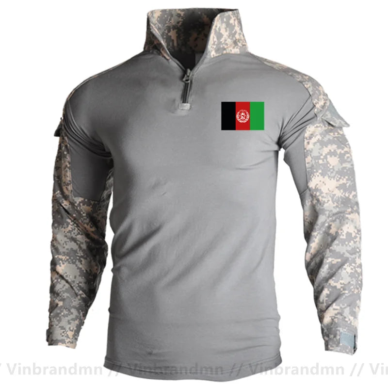 Afghan Flag Design Men's Long Sleeve Combat Uniform