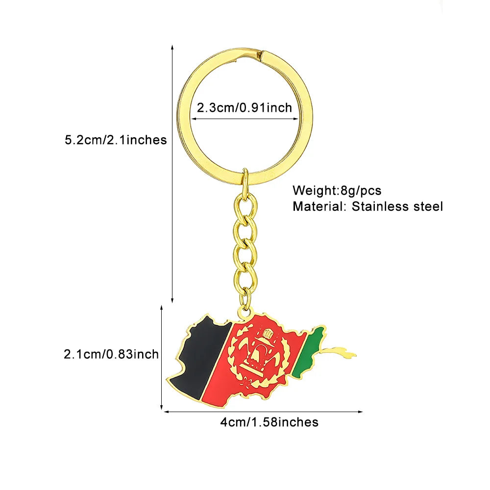 Afghanistan Map Flag Key Chain