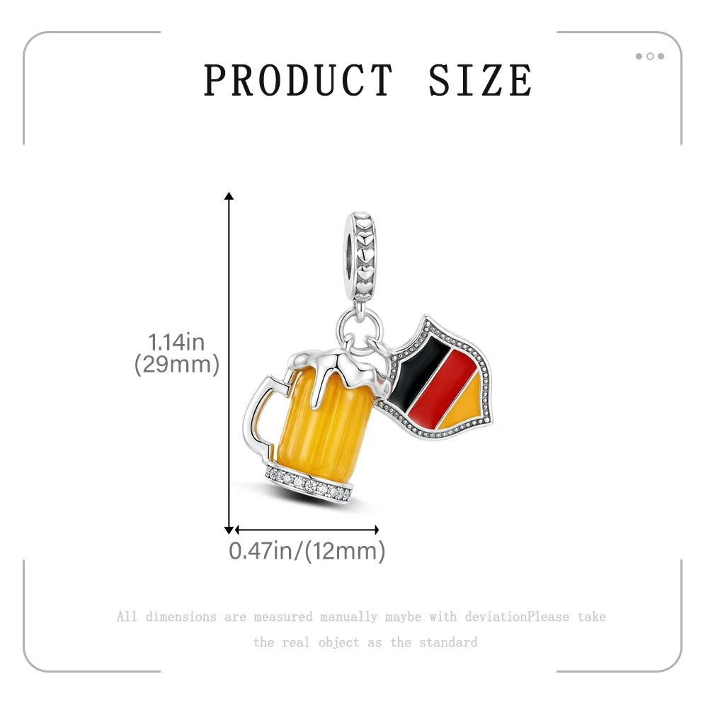 German Beer Flag Pendant Fit Bracelet