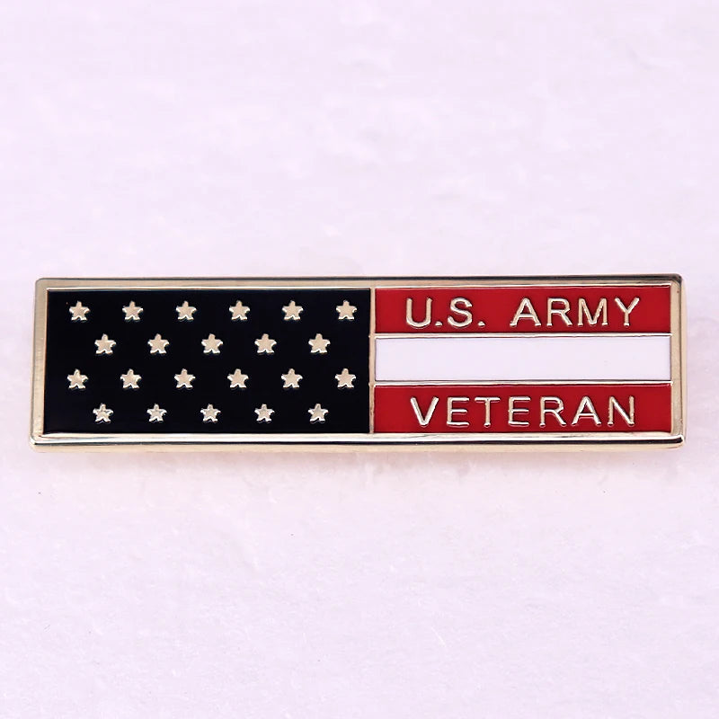 Army Veteran Badge Hard Enamel Pin Brooch
