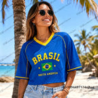 Brazil Flag Print Crop Top