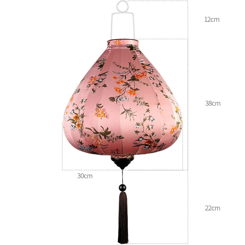 Chinese Silk Ancient Style Floral Hanging Lantern