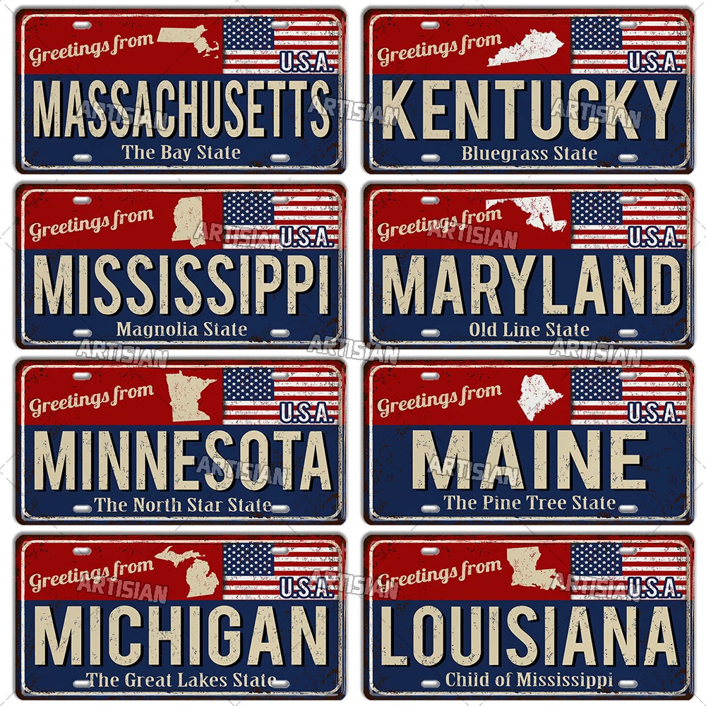 Greeting from USA States Landmark License Plate