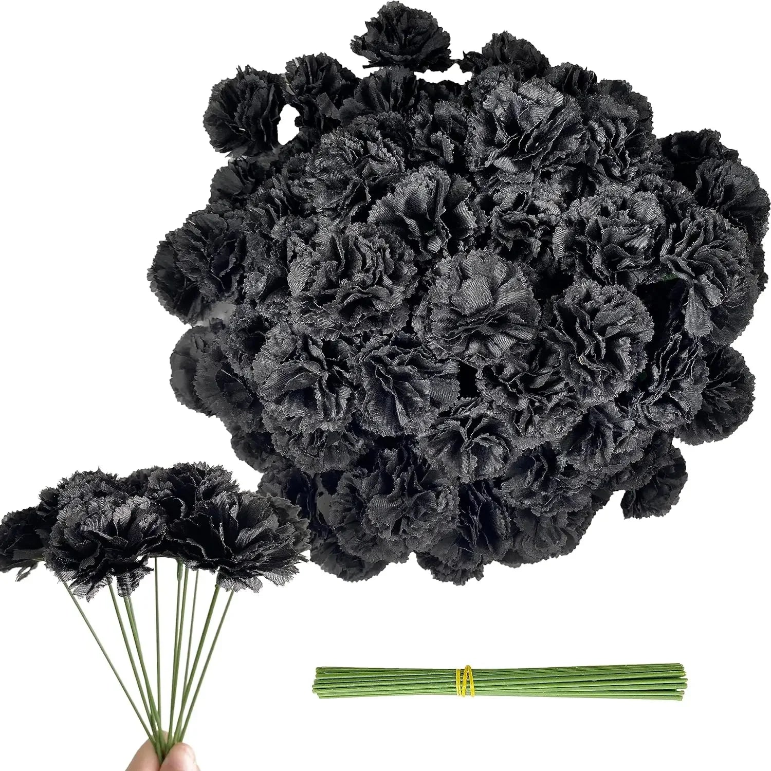 50Pcs Marigold Artificial Flowers for Day of The Dead, Diwali & Halloween Decor