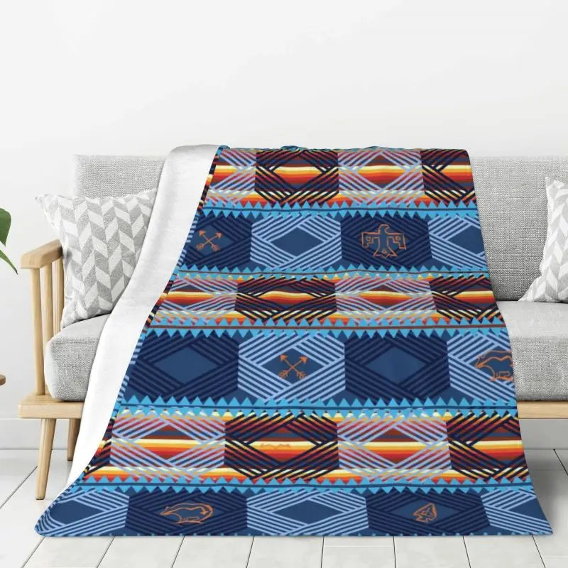 Native American Navajo Boho Aztec Pattern Blanket