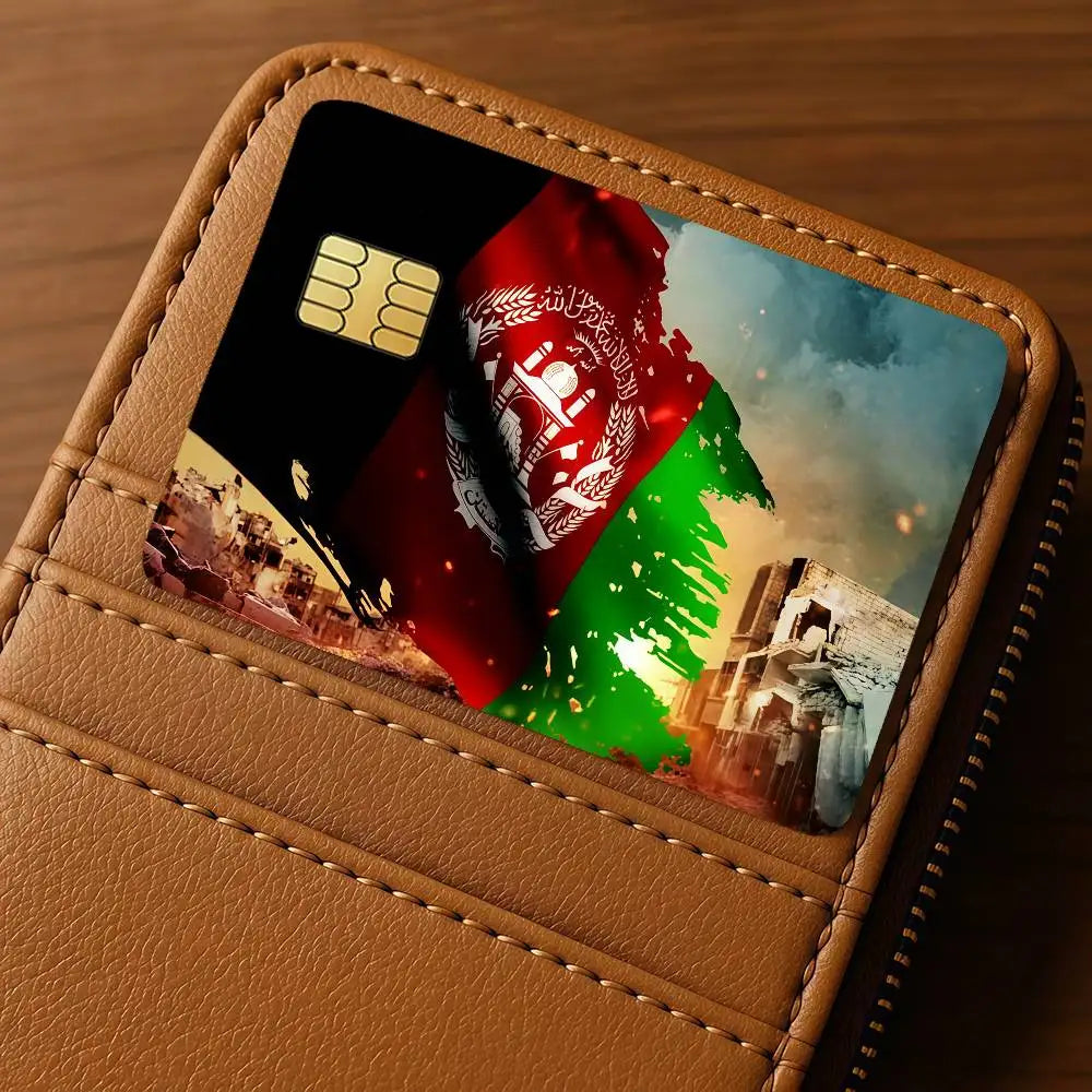أفغاني أفغانستان بطاقة ائتمان للبنك الخصم الديكور حماية 4 قطع ملصقات مضادة للخدش ومقاومة للماء حافلة مترو مكتبة