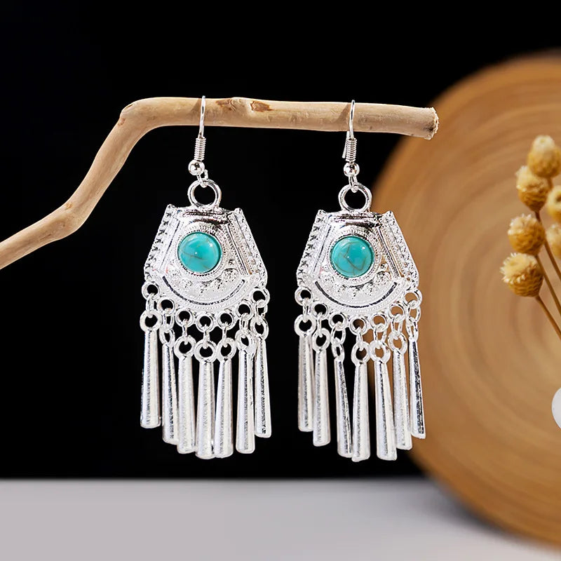 Ethnic Tibetan Silver Color Earrings