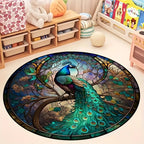Large 3D Stained-Glass Peacock Mat