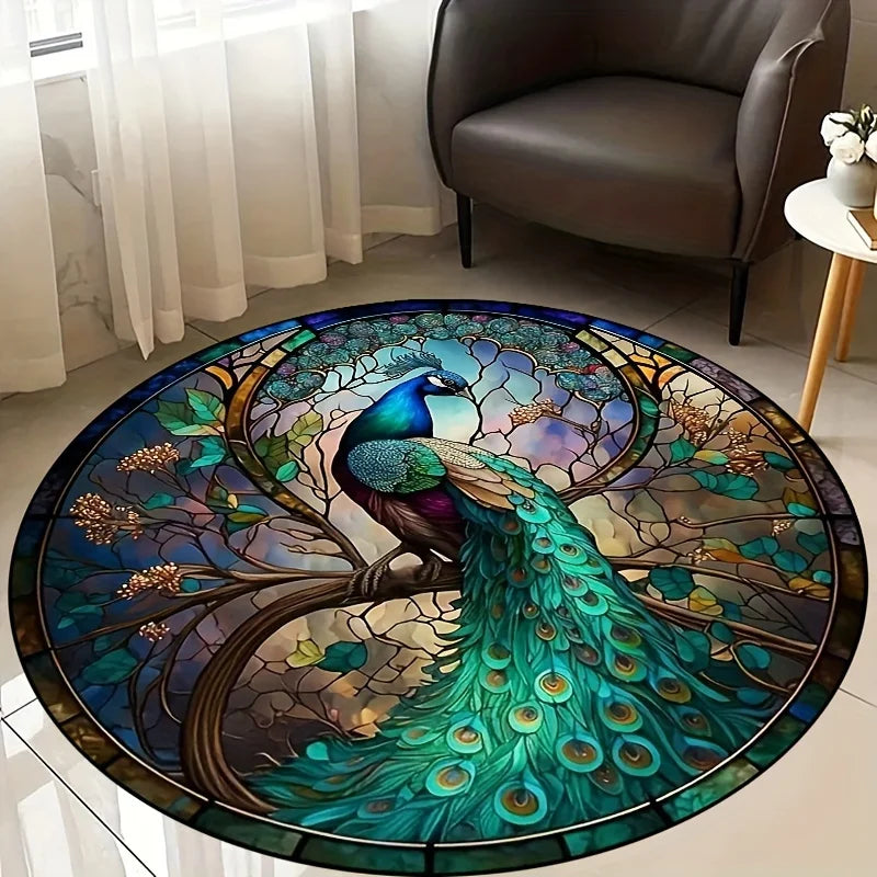 Large 3D Stained-Glass Peacock Mat