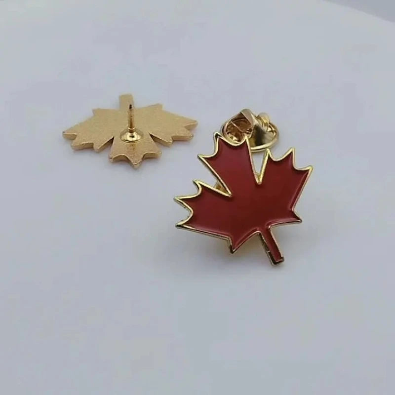 5pcs Enamel Red Maple Brooch Pins