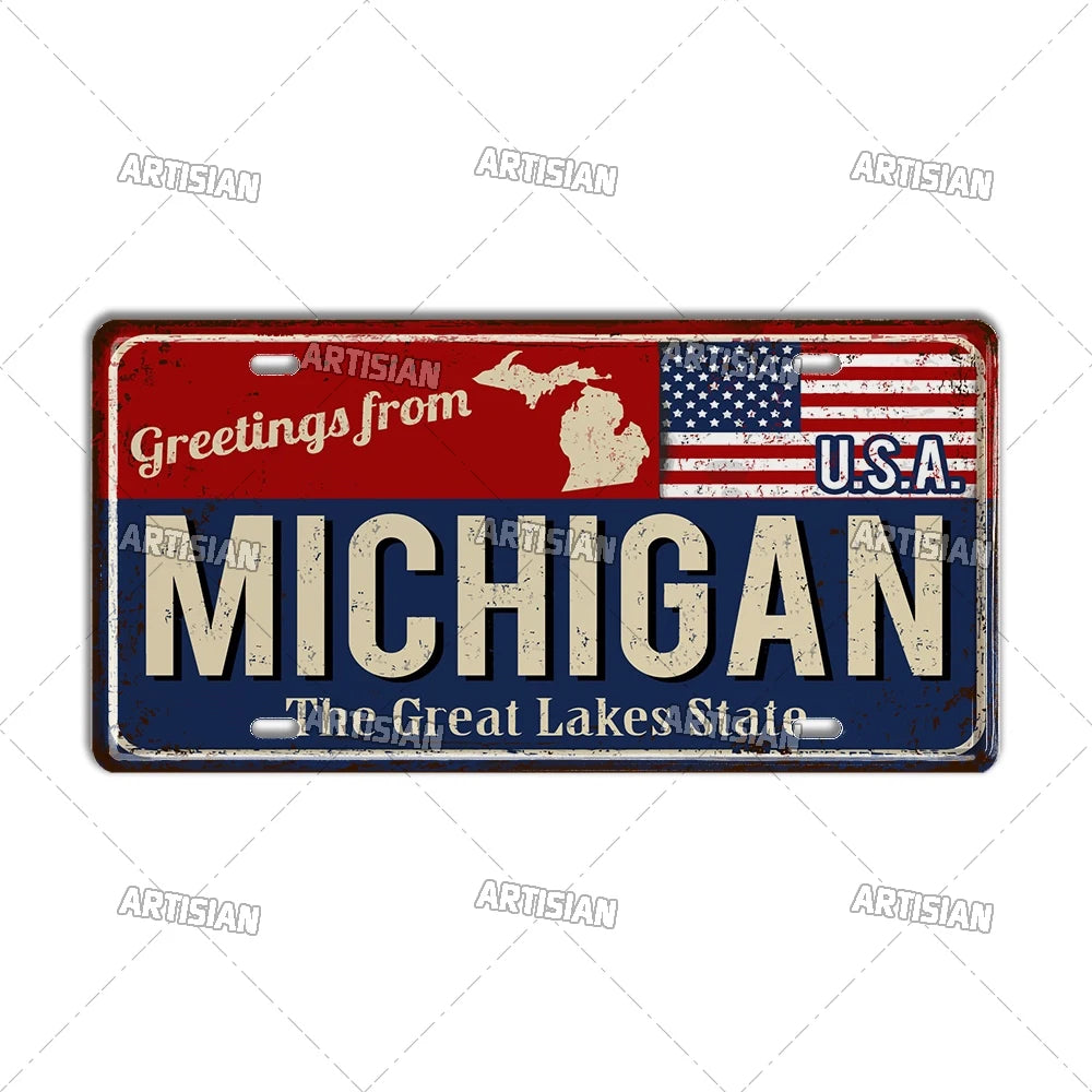 Greeting from USA States Landmark License Plate