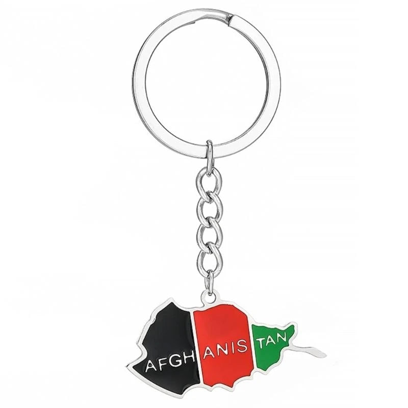Afghanistan Flag Keychain Country Map