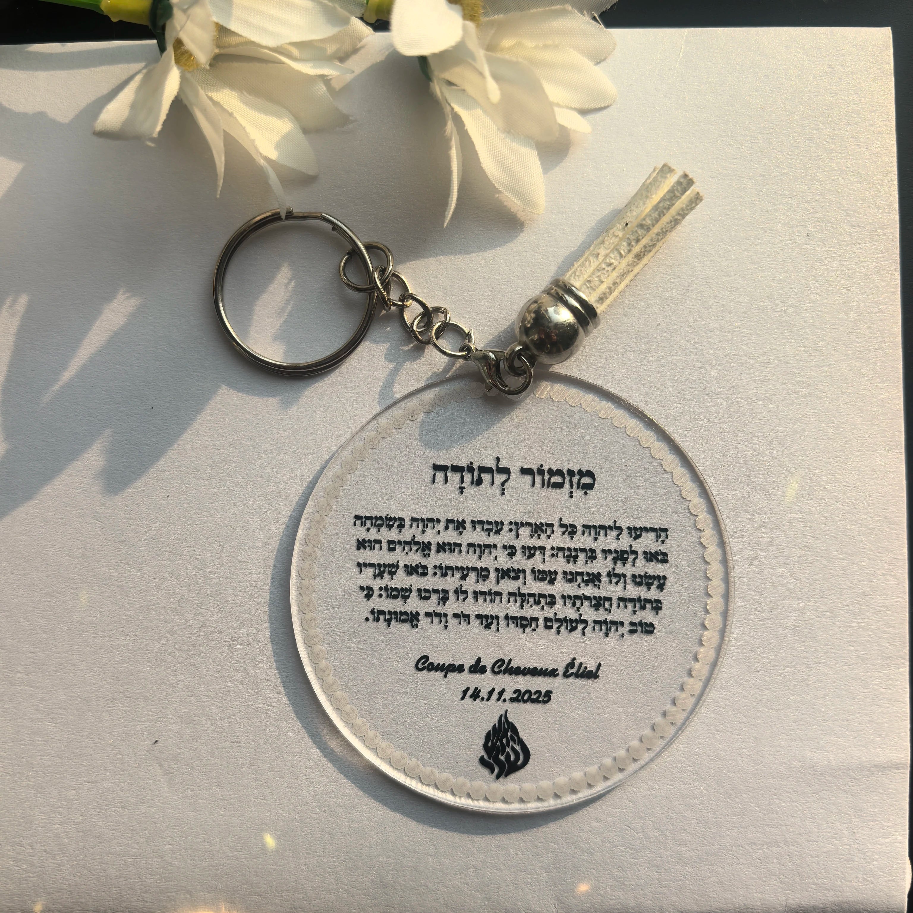 Jewish Thanksgiving Prayer Card With Keychain Bar