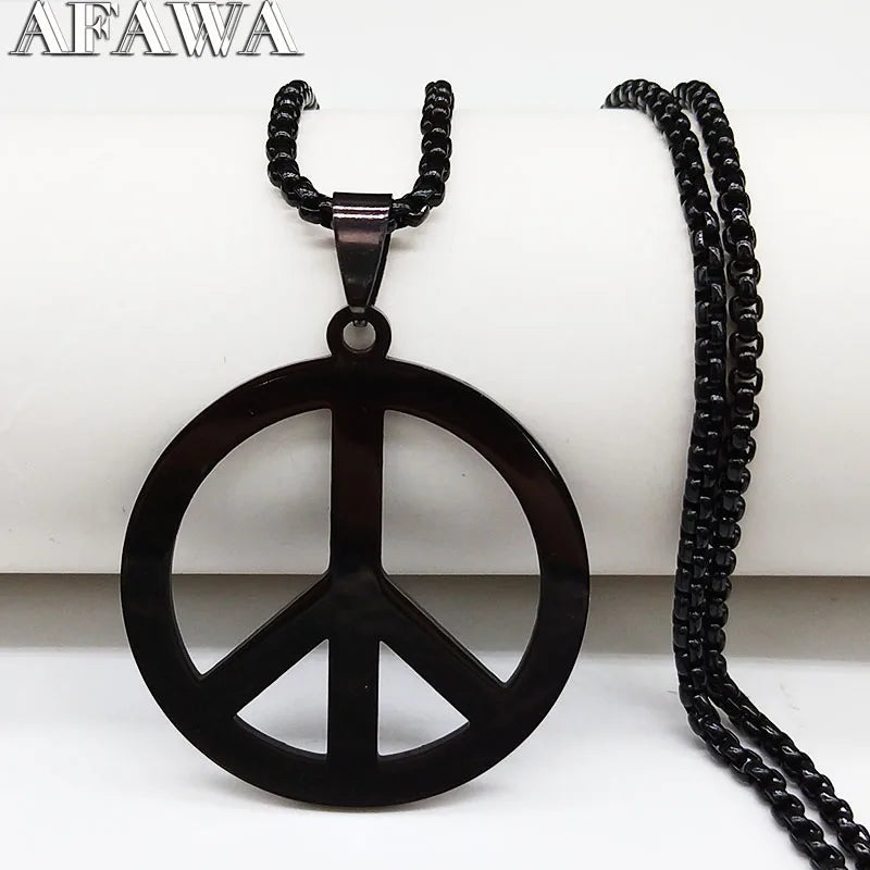 Goth Punk Peace Sign Symbol Pendant Necklace