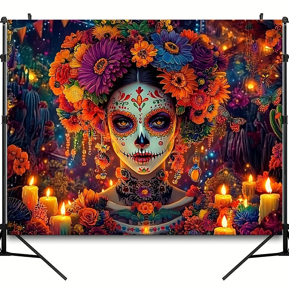 1 brightly colored Day of the Dead wall decoration