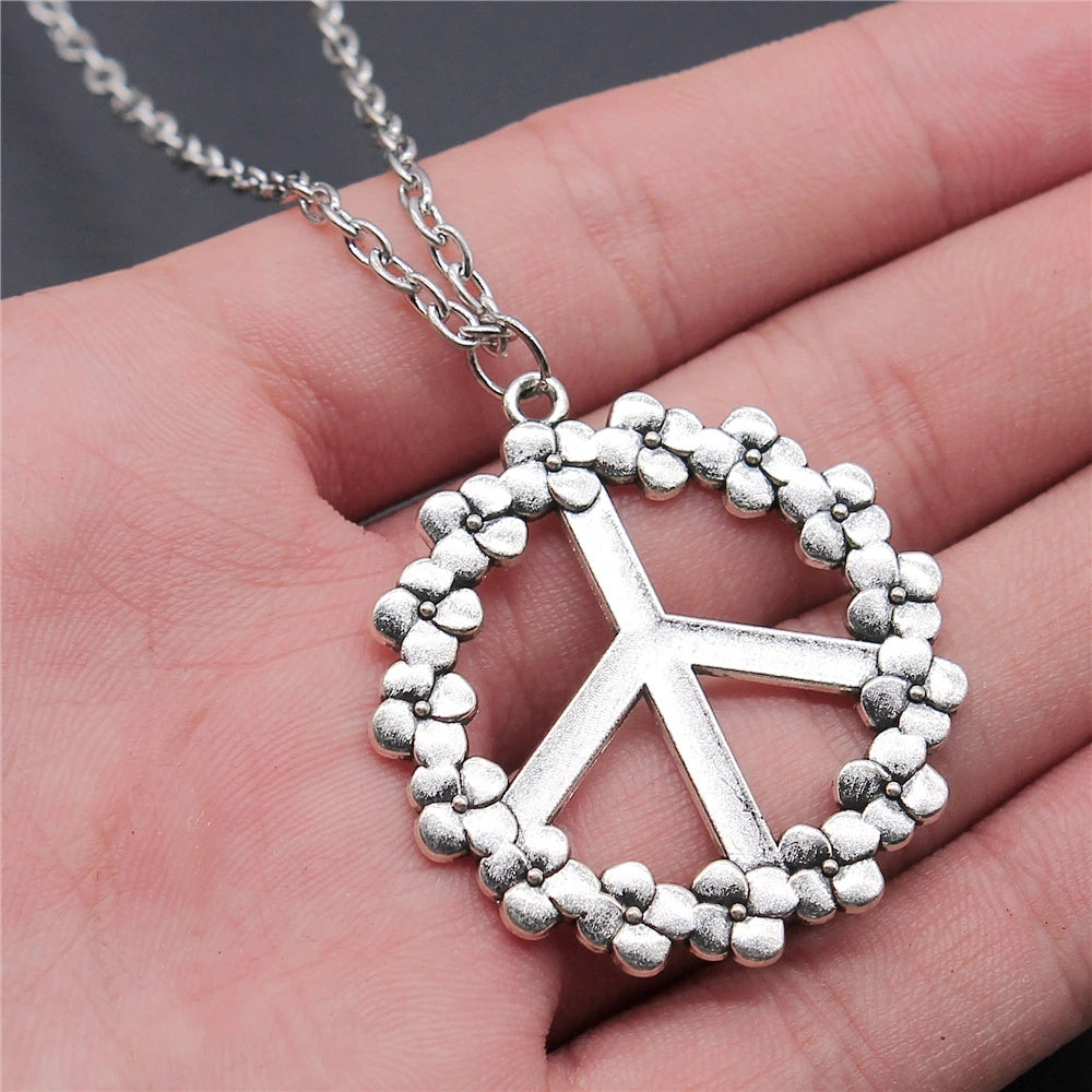 Big Peace Sign Pendant Necklace