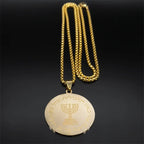 Hebrew Hanukkah Menorah Candles Jerusalem Necklace