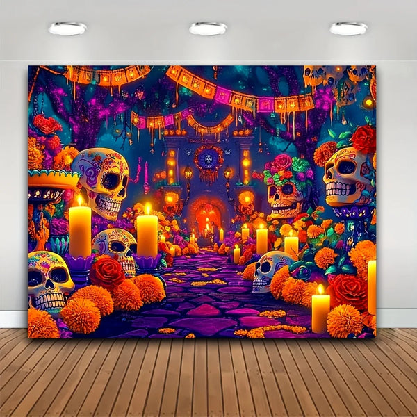 1 piece of polyester background fabric for the Day of the Dead, Mexico