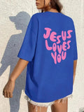 Jesus Loves Me Letter Female Cotton T-Shirts