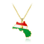 Colorful Kurdistan Map and Flag Pendant Necklace