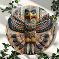 Native American Totem Pole Round Aluminum Wall Art