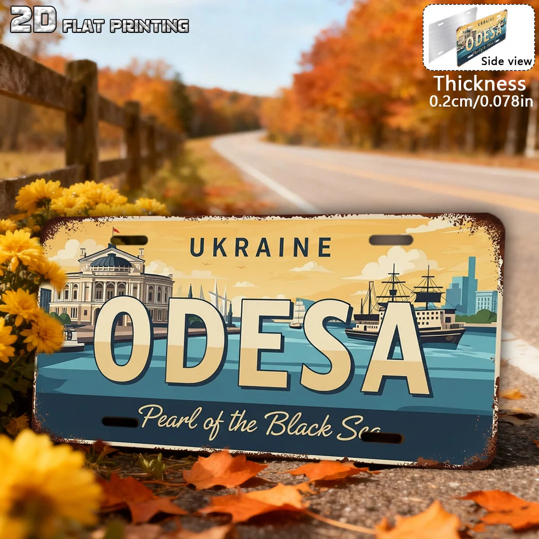 2D Flat, 1pc Ukraine Odesa City Vintage Metal Sign