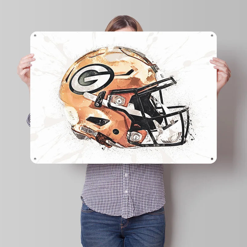 Green Bay Packers Helmet Personalized 3D Textured Metal Poster