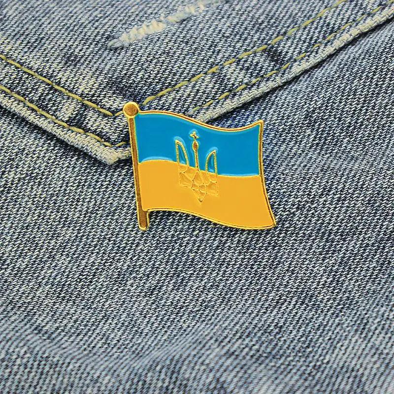 Ukraine Flag Map Enamel Pins