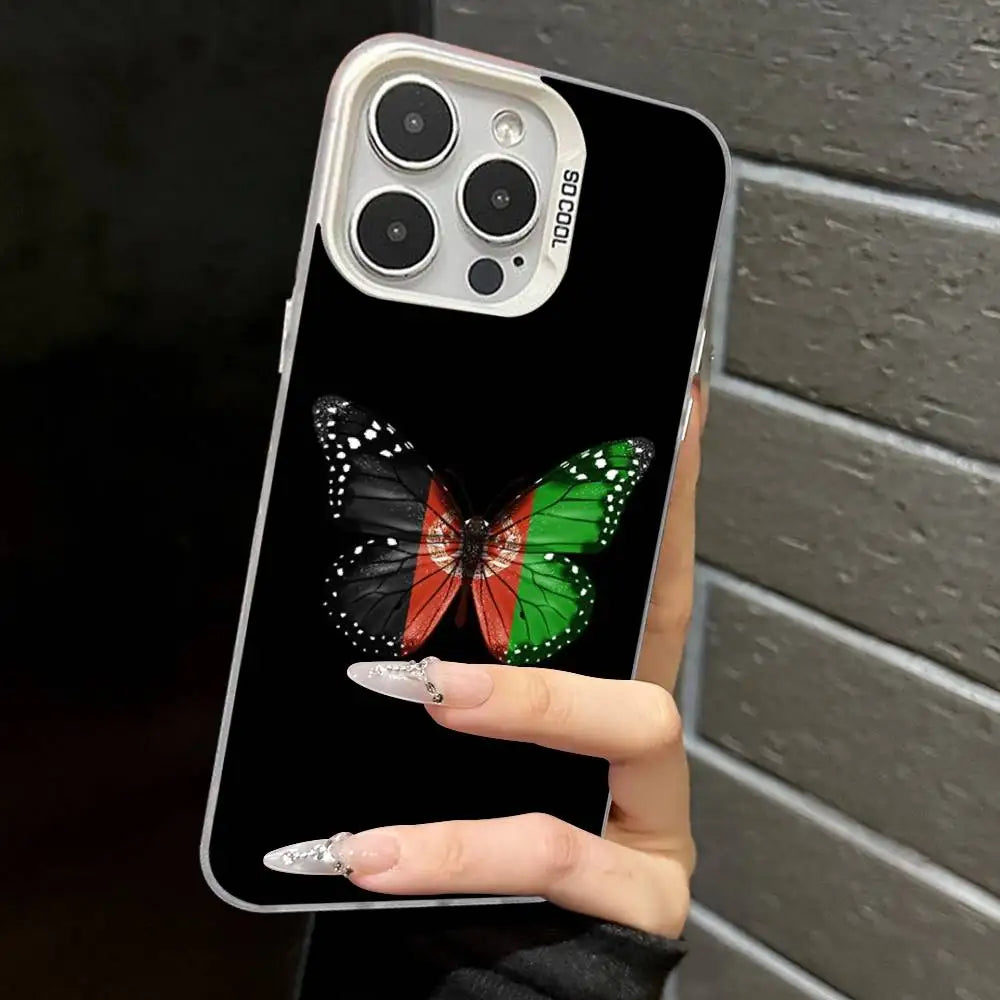 Afghanistan Flag Silver Plated Inside Phone Case For iPhone