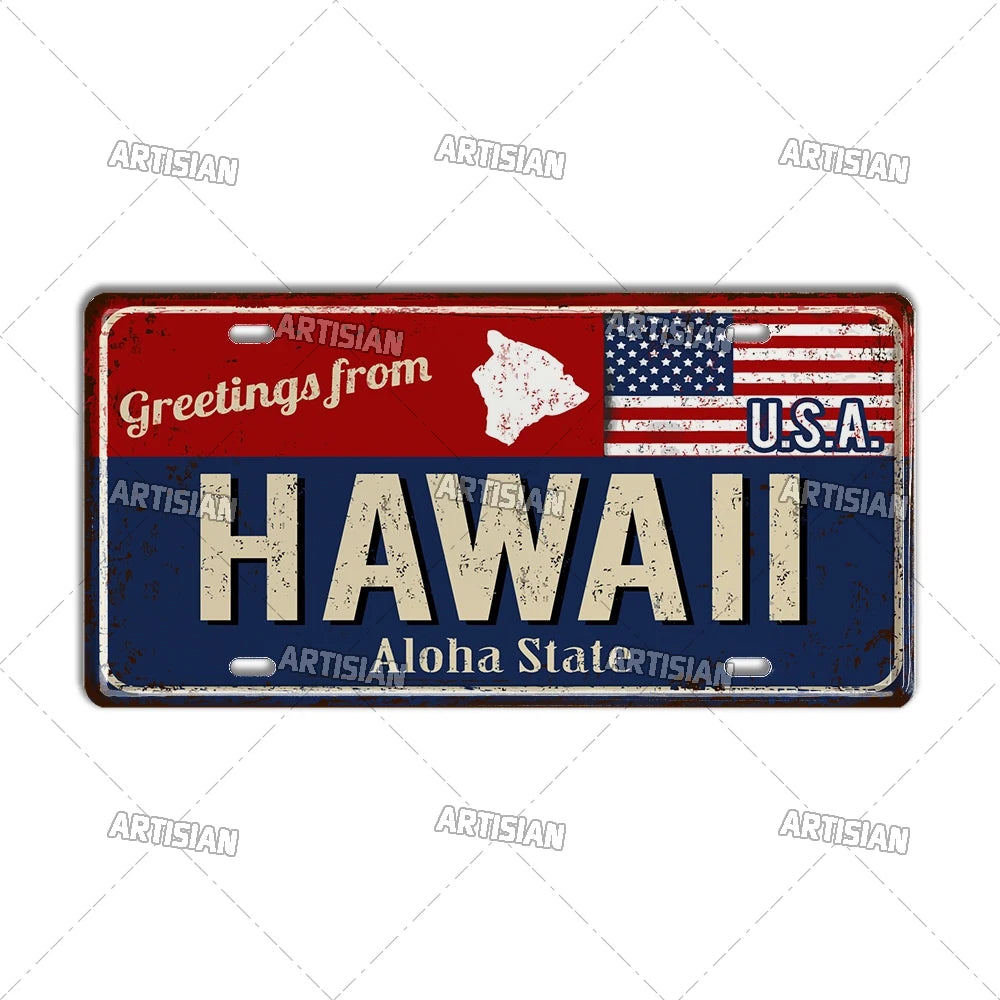 Greeting from USA States Landmark License Plate