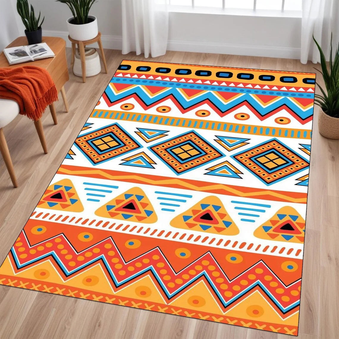 Southwestern Rug, Aztec Tribal, Native American Design