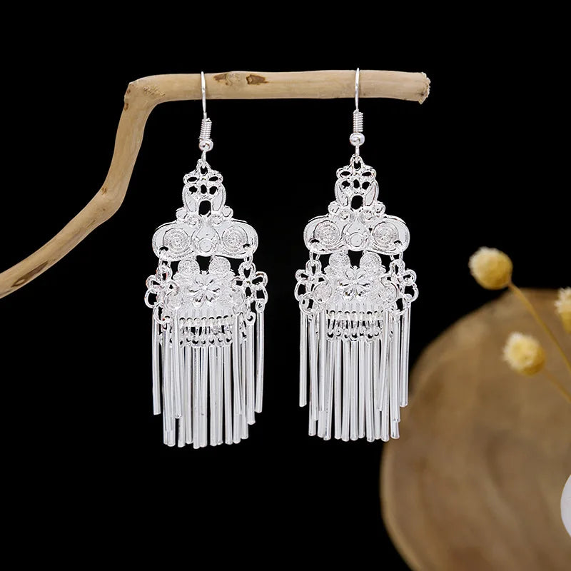 Ethnic Tibetan Silver Color Earrings