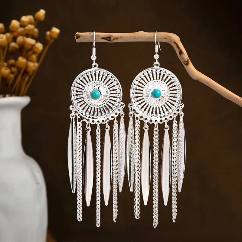 Ethnic Tibetan Silver Color Earrings