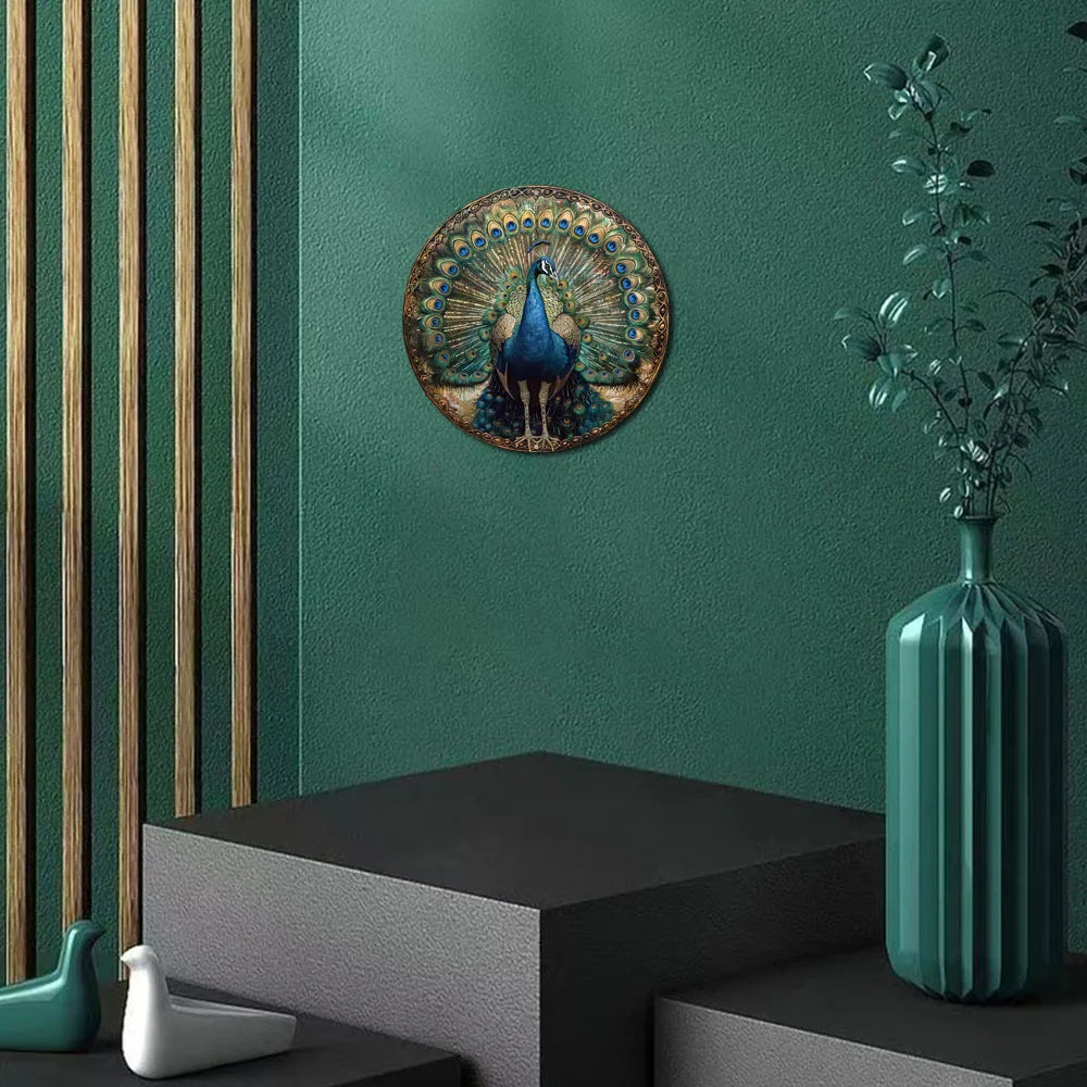 Peacock Themed Wreath Sign - Durable Metal Decor