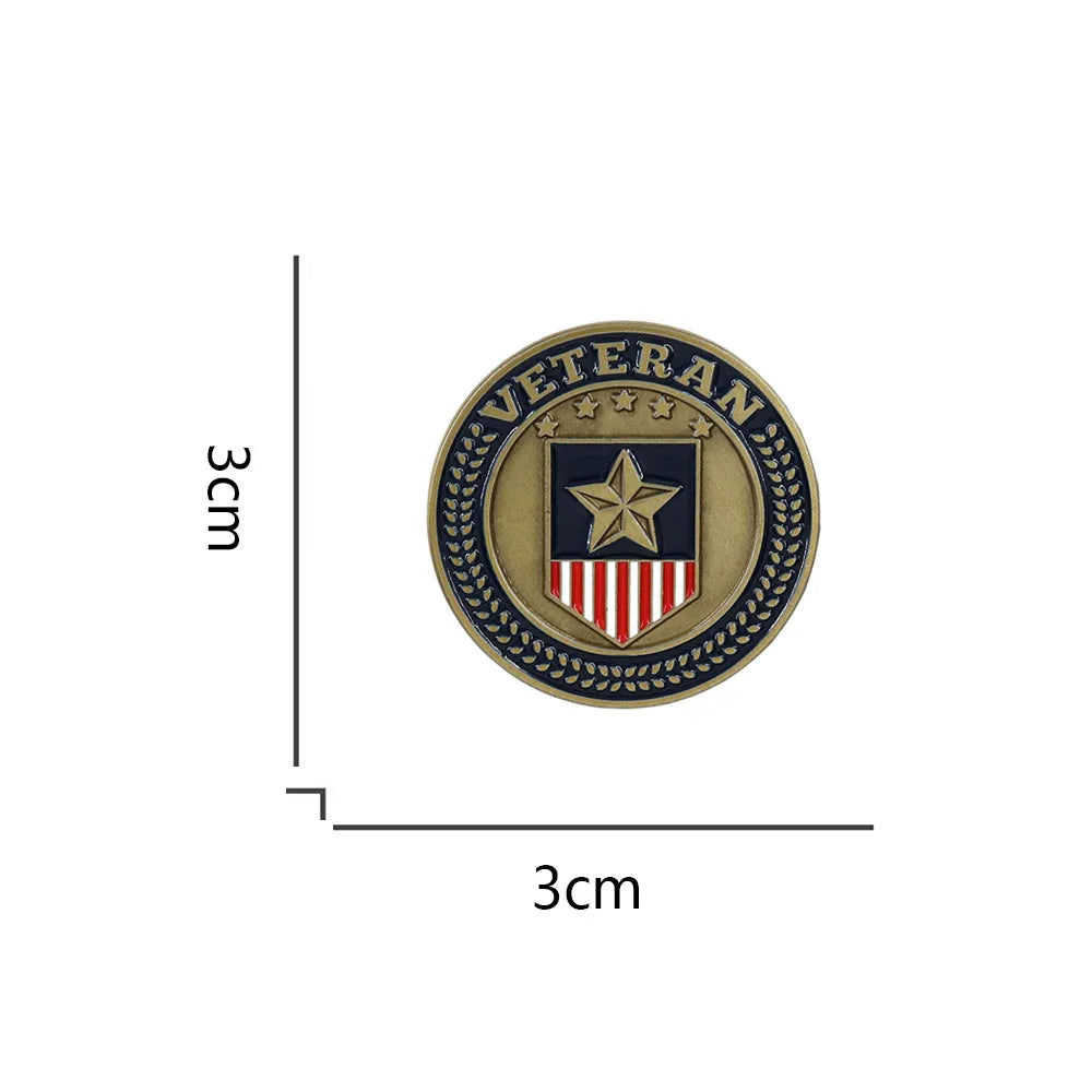 US Army Soldier Veteran Shield Circle Metal Badge