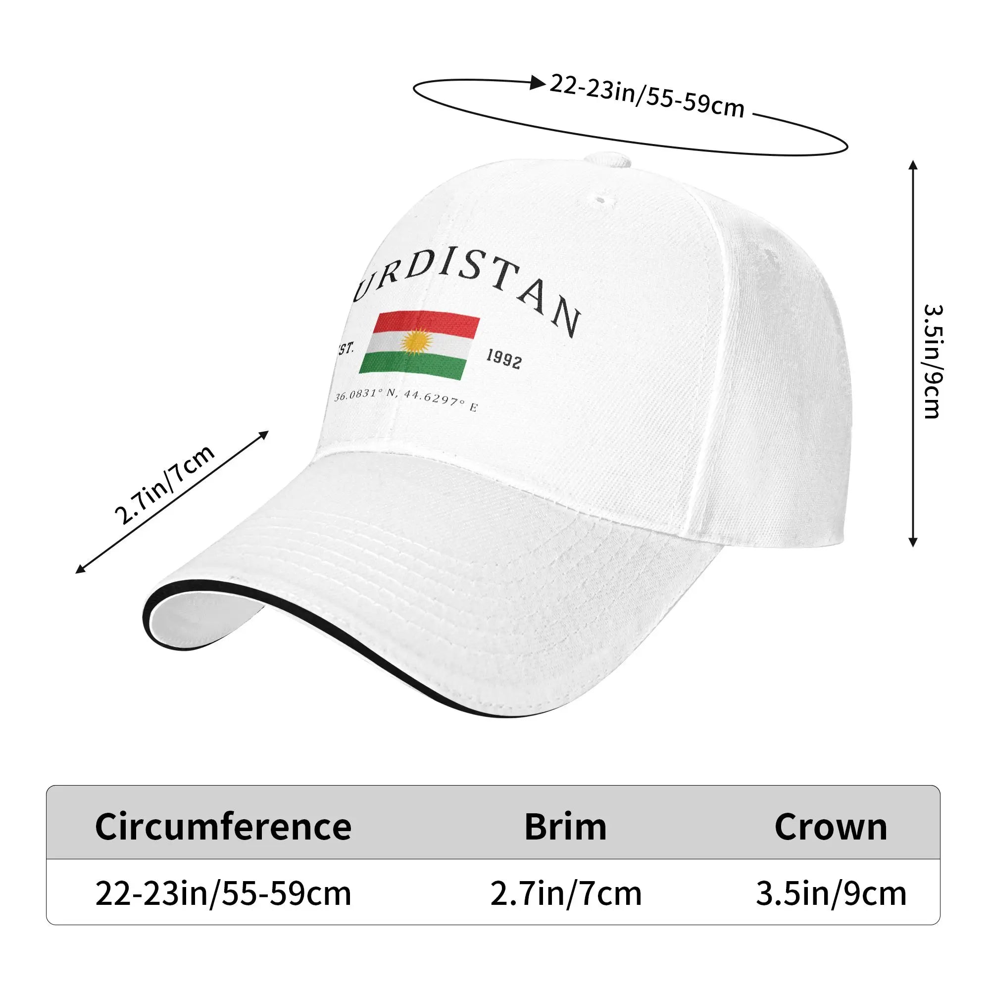 Unisex Kurdistan Flag Baseball Cap