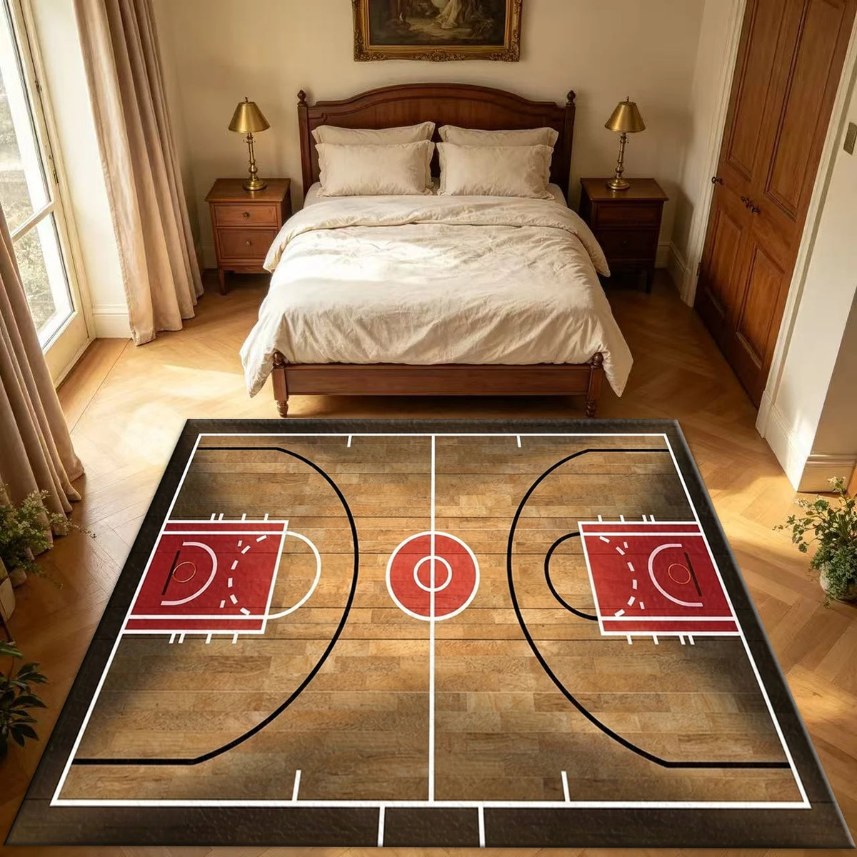 Basketball Court Pattern Area Rug