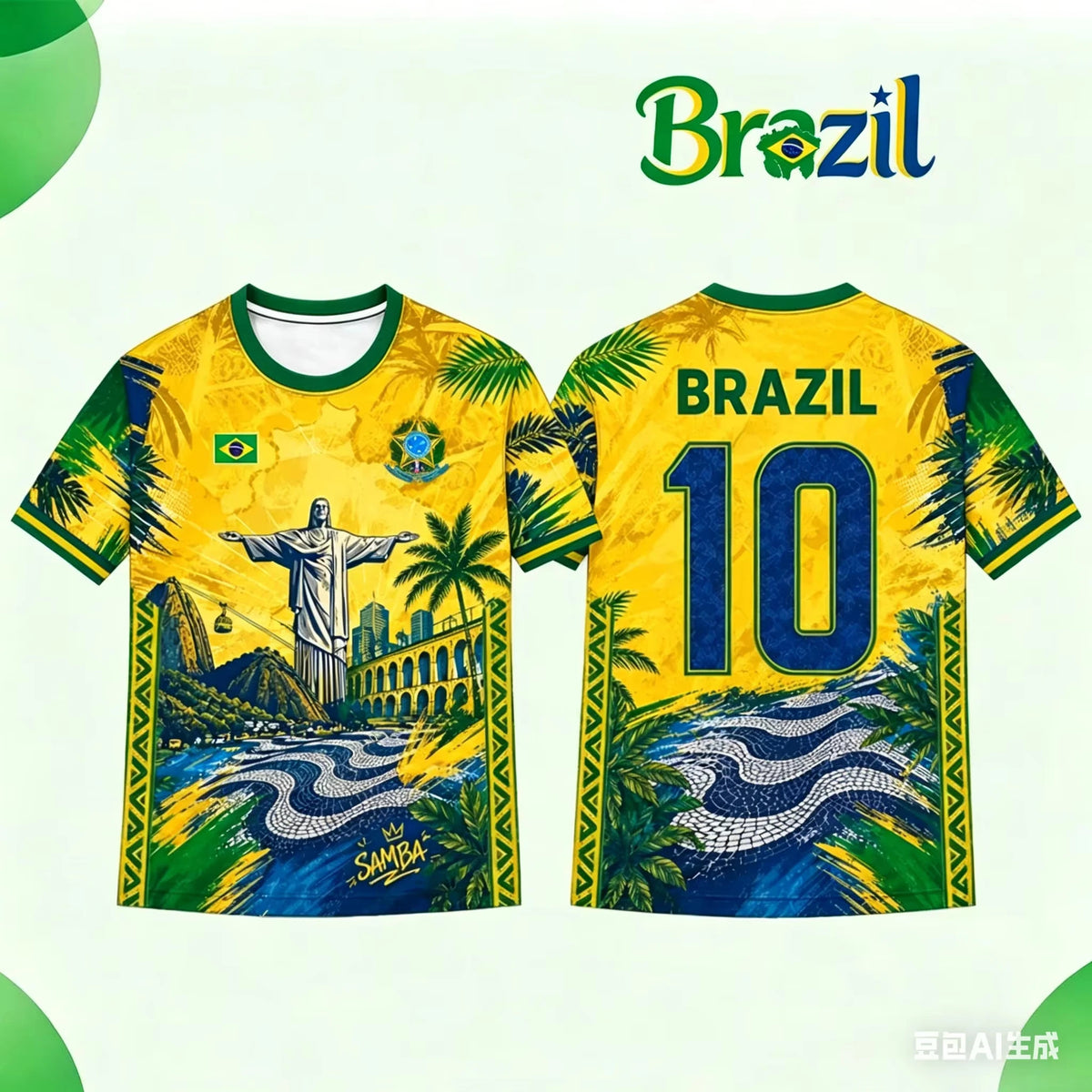 Brazil Flag Graphic Tee Casual