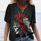 Skulls T-shirt Women's Short Sleeve, Day of the Dead